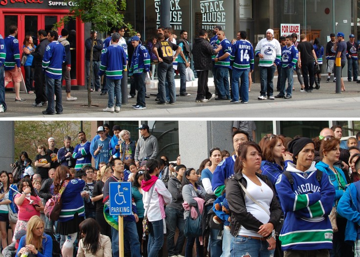 crowds watching the canucks