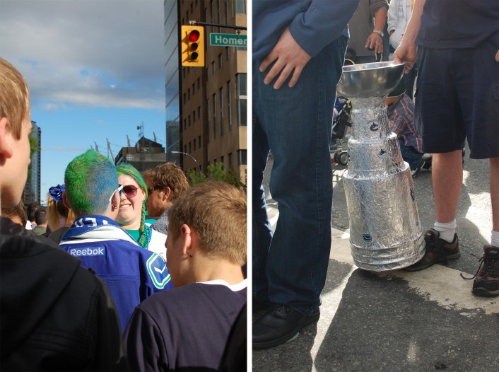 canuck colours and an imitation stanley cup