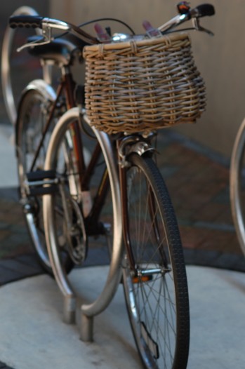 bike with wicker basket