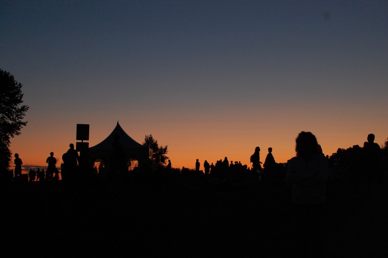 silhouettes at dusk, Vanier park vancouver