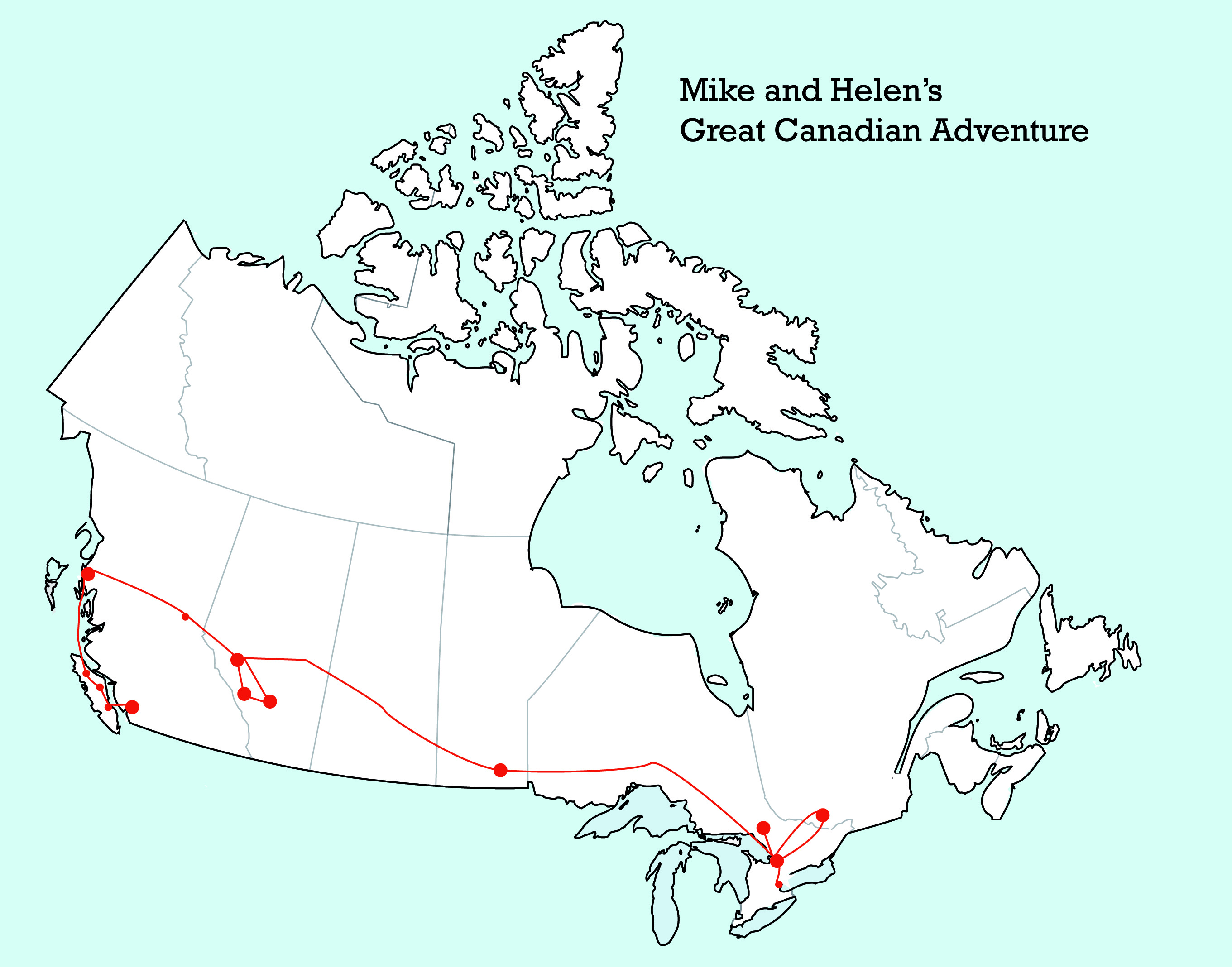 Canadian trip map